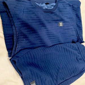 Men’s Navy Quilted Sleeveless Tank & Shorts Set - Lightweight Loungewear